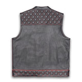 Leatherick Dual Closure Diamond Stitch Custom Biker Vest in XL-EUR56