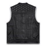 Leatherick Honeycomb White Stitch Custom Motorcycle Vest in M-48