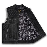 Leatherick Honeycomb White Stitch Custom Motorcycle Vest in M-48