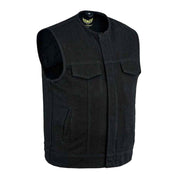 Gilet en jean noir sans col Leatherick