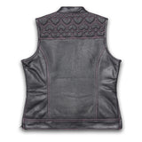 Leatherick Pink Heart Collared Custom Leather Vest