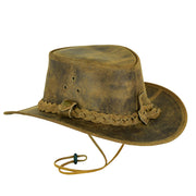 Sombrero vaquero de cuero marrón claro estilo western de Leatherick