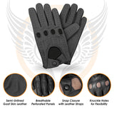 Leatherick Men's Black Classic Genuine Leather Driving Gloves