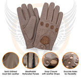 Leatherick Men's Tan Brown Classic Genuine Leather Driving Gloves