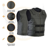 Leatherick Men’s Bulletproof Black Biker Vests