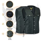 Leatherick Men’s Denim Style Biker Leather Vest