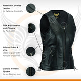 Leatherick Classic Seven Line Gilet en cuir noir