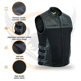 Leatherick Men SWAT Perforated Denim Leather Vest