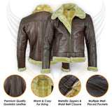 Leatherick Brown Aviator Bomber Leather Jacket