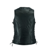 Back - Leatherick Classic Seven Line Black Leather Vest