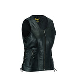 Leatherick Classic Seven Line Black Leather Vest