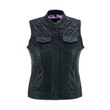 Front - Womens SOA club vest with Pink Heart Stitch