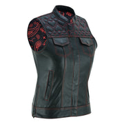 Leatherick Gilet de club SOA pour femme avec point cœur rouge