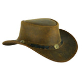 Sombrero de ala ancha vintage marrón Leatherick