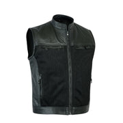 Chaleco de cuero perforado para motorista Leatherick para hombre