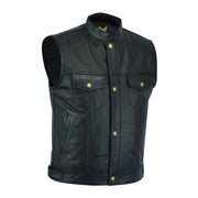 Leatherick Sons of Anarchy Gilet en cuir à bouton ouvert