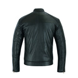 Chaqueta de corte entallado con puntadas de diamante negras para hombre de Leatherick