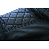 Chaqueta de corte entallado con puntadas de diamante negras para hombre de Leatherick