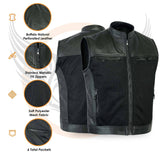 Leatherick Mens Perforated Biker Leather Vest