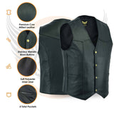 Leatherick Men Premium Biker Leather Waistcoat