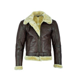 Leatherick Brown Aviator Bomber Leather Jacket