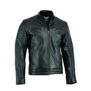 Chaqueta de cuero genuino negro para hombre Leatherick