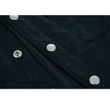 Leatherick Mens Casual Leather Shirt with Silver Brass Buttons