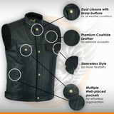 Leatherick Sons of Anarchy Open Button Leather Vest