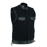 Leatherick Side Laces Denim Leather Vest