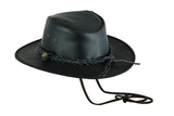 Leatherick Western Aussie Style Black Leather Hat