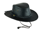 Leatherick Western Aussie Style Black Leather Hat