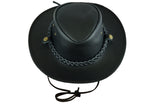 Leatherick Western Aussie Style Black Leather Hat