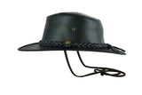 Leatherick Western Aussie Style Black Leather Hat