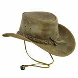 Leatherick Western Aussie Style Leather Cowboy Hat