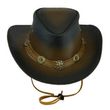 Leatherick Western Style Distressed Leather Cowboy Hat