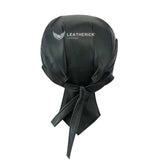 Back image of Leatherick Biker Black Leather Bandana With Black Flame Style