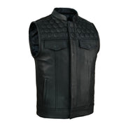 Leatherick SOA Style Gilet en cuir point de diamant