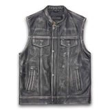 Leatherick Black Stitch Custom Motorcycle Vest in S-EUR46