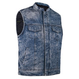 Men's Motorcycle Fashion Vest - Denim, Stonewash, Faded Style