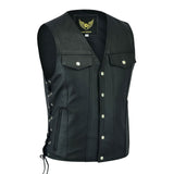 Leatherick Men’s Denim Style Biker Leather Vest