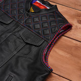 Leatherick Dual Closure Diamond Stitch Vest