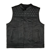 Leatherick SOA Style Gilet en cuir point de diamant