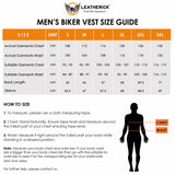 Size chart infographic for Black Hooper Style Men's Leather Jacket with measurements for sizes S to 3XL.