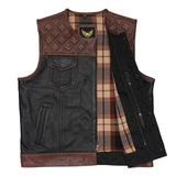 Leatherick Brown Diamond Stitch Custom Biker Vest