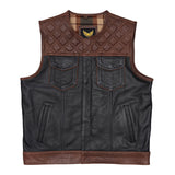 Leatherick Brown Diamond Stitch Custom Biker Vest