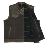 Leatherick Collared Diamond Stitch Custom Leather Vest