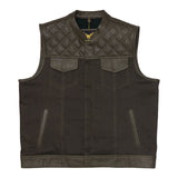 Leatherick Collared Diamond Stitch Custom Leather Vest