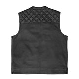 Leatherick SOA Style Black Diamond Stitch Leather Vest