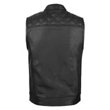 Leatherick SOA Style Black Diamond Stitch Leather Vest