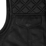 Leatherick SOA Style Black Diamond Stitch Leather Vest